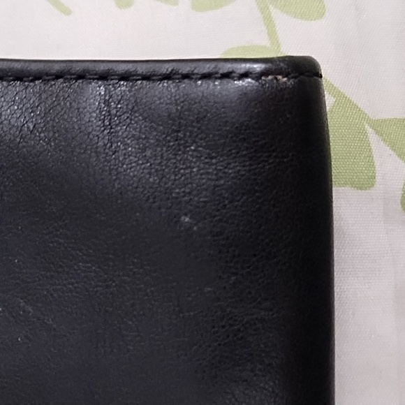 COACH Madison Pleated Wristlet Wallet Black Smooth Leather Patent Snake Trim - Picture 7 of 10